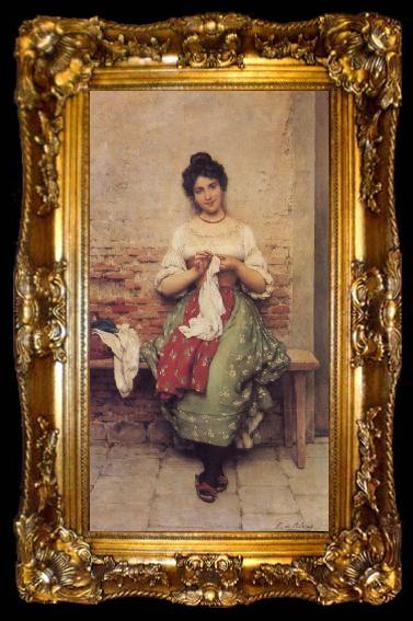framed  Eugene de Blaas THe Seamstress, ta009-2